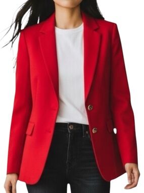 PENDLETON Vintage Virgin Wool Red Blazer w/ Gold Buttons Size 14 — 1 small flaw